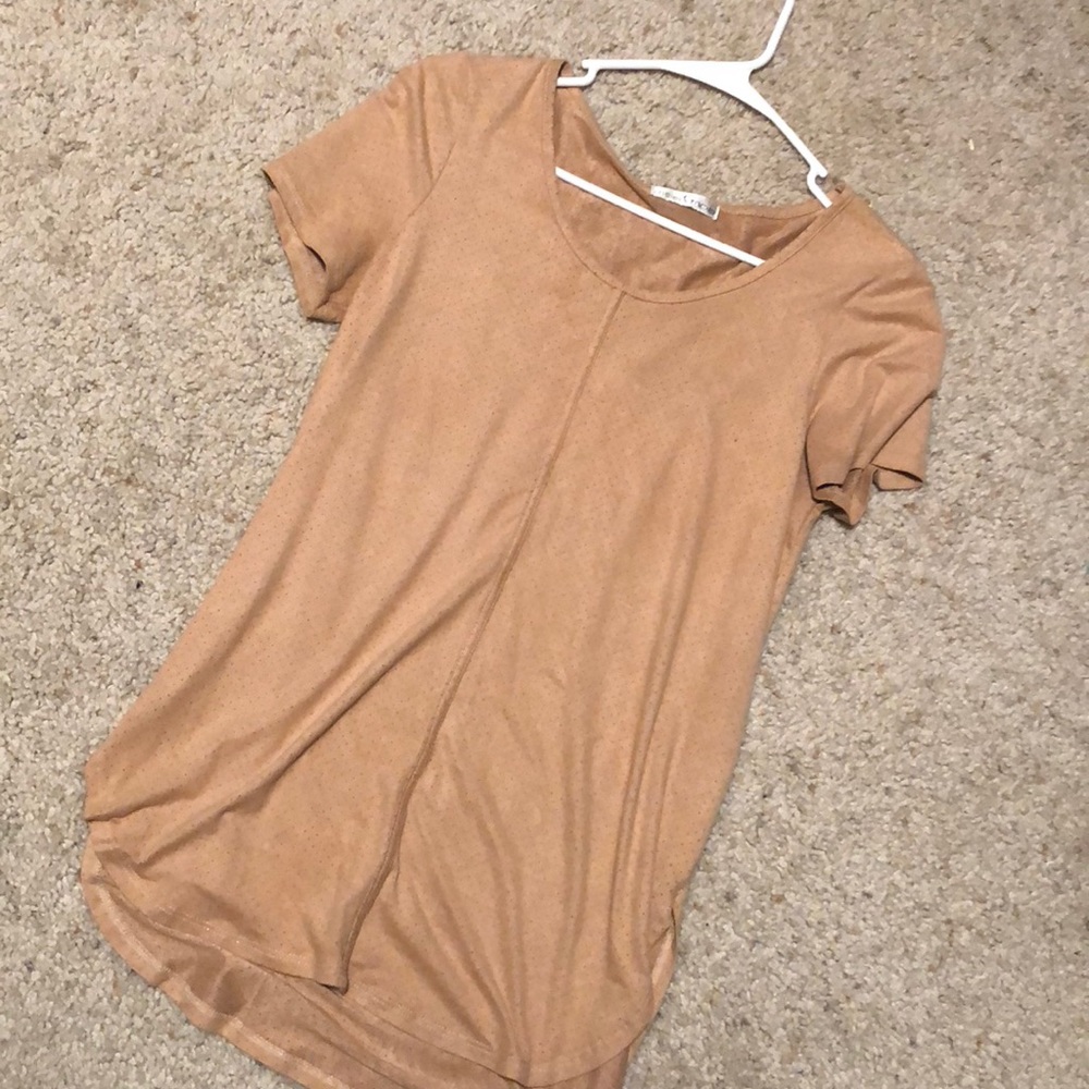Faux suede relaxed fit top